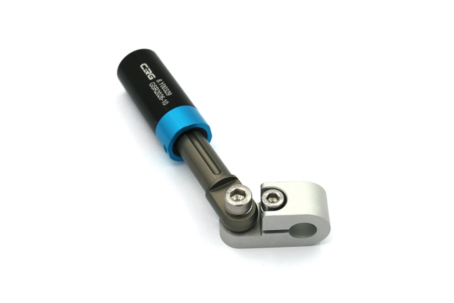 Brazo articulado con resorte que ofrece movimiento controlado y amortiguación, ideal para aplicaciones que requieren flexibilidad y absorción de impactos.